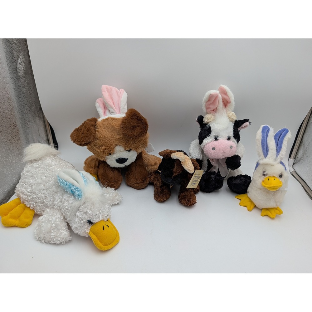 Easter Bunny Ears Dog Cow Duck Animal Adventure Dan Dee Ganz Plush Lot